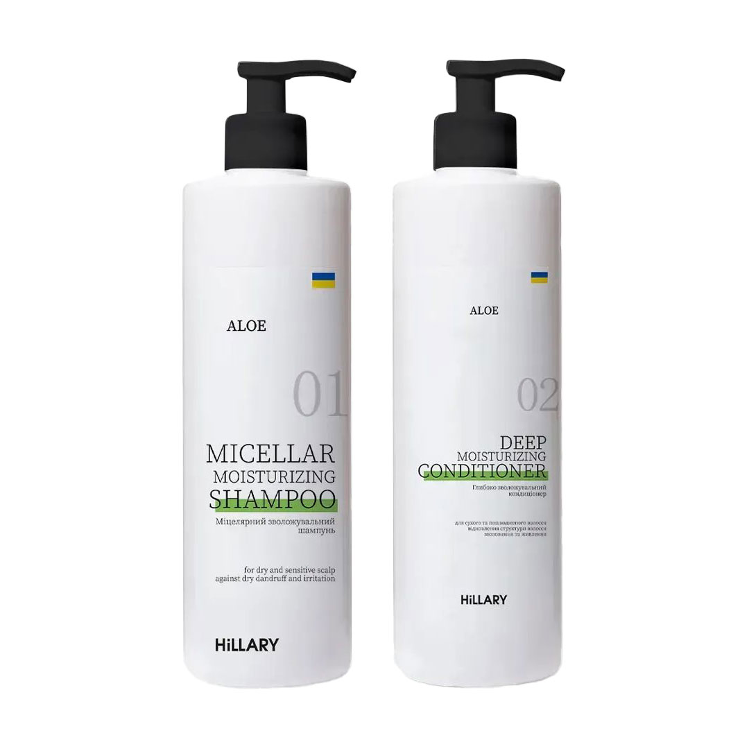 Набір Hillary Aloe Deep Moisturizing для сухого волосся (шампунь, 500 мл + кондиціонер, 500 мл)