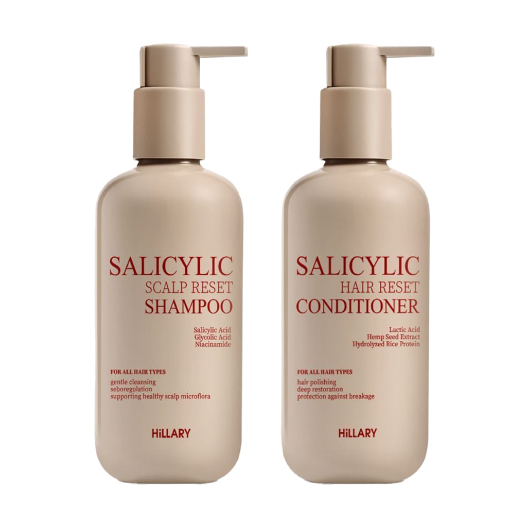 Уцінка! Набір для відновлення волосся та шкіри голови Hillary Salicylic Hair &amp; Reset Set з саліциловою кислотою (шампунь, 400 мл + кондиціонер, 400 мл)